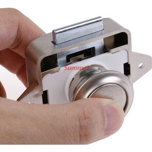 Practical Push Lock Button Catch Lock Cupboard Door Knob Motorhome RV Cabinet Latch Knob