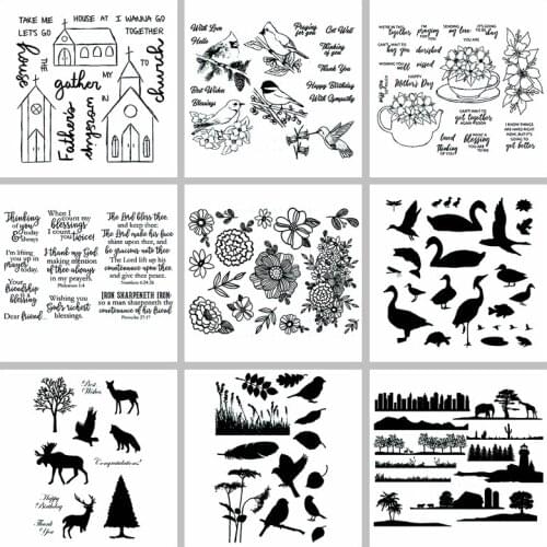 Clear Stamps Mixed Element Cottage Birds Goose Florals Leaf Lawn Sentences DIY Craft Paper Cards Making Template 2020 New
