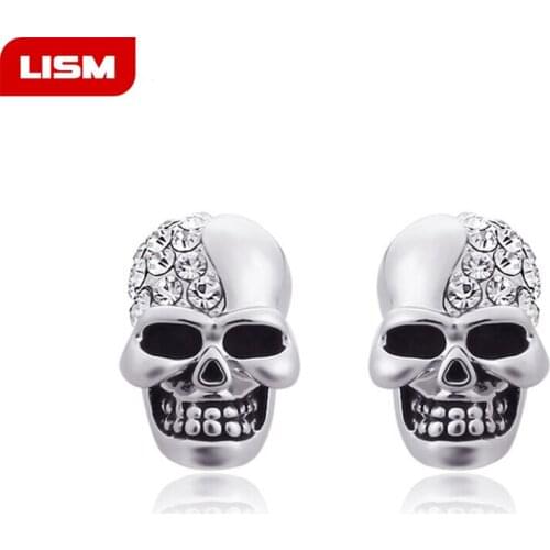 Punk Retro Skull Head Ear Piercing Studs Earrings Titanium Steel Ear Ghost Studs Personality Jewelry Gift