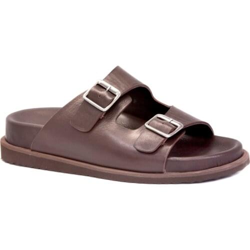 Gedikpaşalı Frk 8010 Coffee 2021 Summer Season Male Slippers Sandals Daily Use Real Cow Leather Anatomical Comfortable Casual Soft