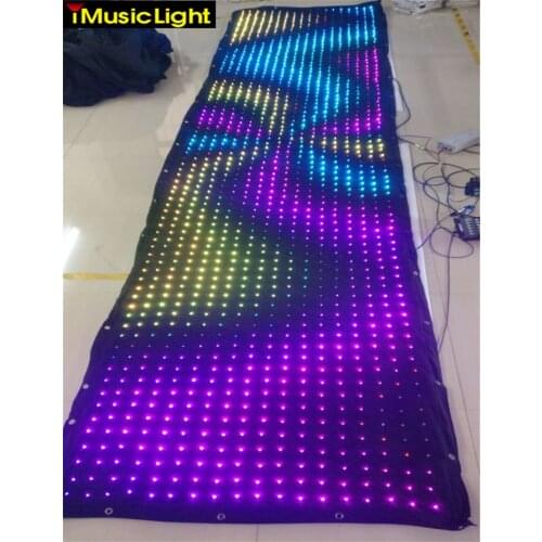 P6 110 cm by 500 cm led star vision curtain /fabric led video curtains led video cloth DMX control with SD Card