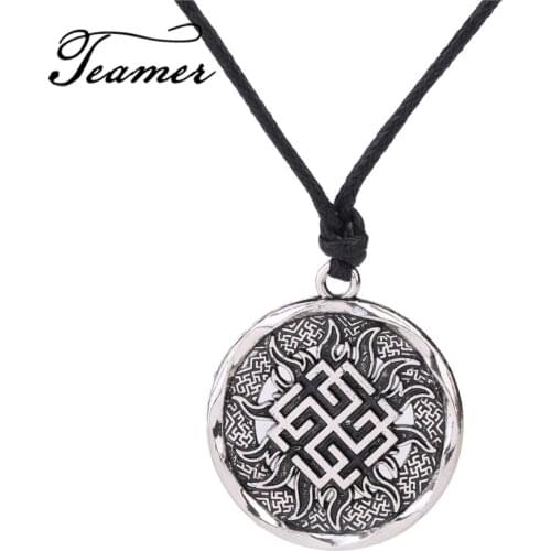 Teamer /Silver Color Punk Ancient Russian Amulet Talisman Svarozhich Slavic Pendant Necklace Jewelry for Man/Woman