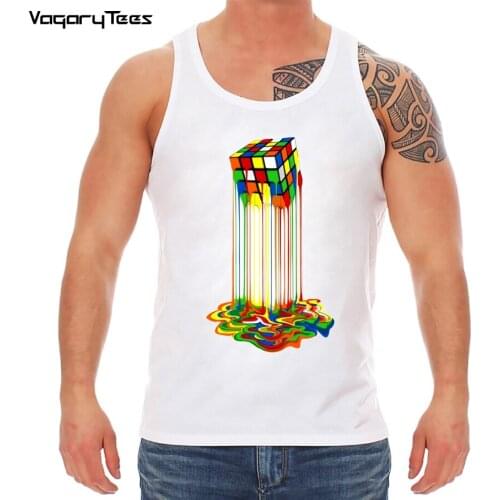 2019 vagarytees Summer Abstraction melted cube Printed Tank tops Popular Design Tops Novelty clothing