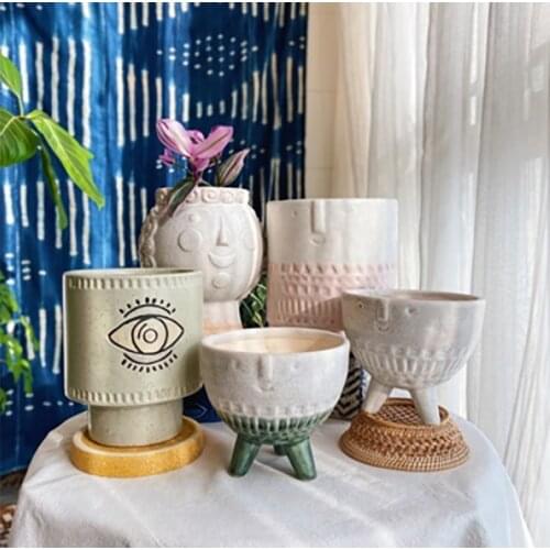 Vase Home Decor Vases Ceramics Decoration Maison Foreign Trade Face Flower Pots Export Nordic Retro ваза декор дома для цветов