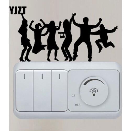 YJZT Group Dancing And Happy Silhouette Switch Stickers Vinyl Switch Decor Living Room Wall Decal 8SS-2626