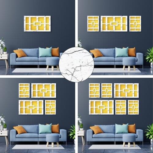 Mirrored Decorative Wall Decor Painting Marble Pattern White Black Gold Silver Office Living Room Restaurant Lobby Christmas