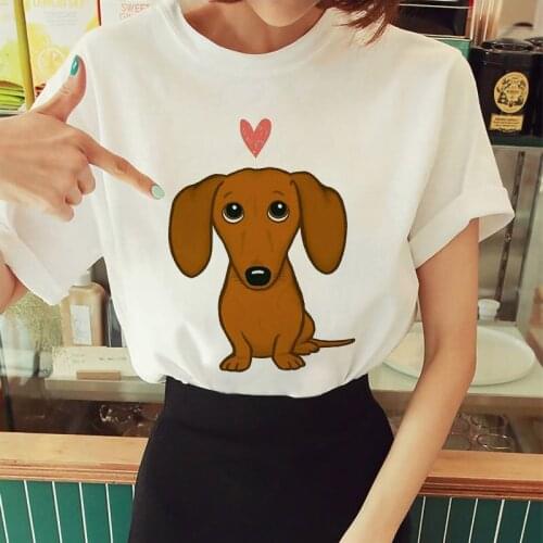Cute Puppy love Printed Lady t-shirt Fashion Retro Tops Harajuku T shirt 2021 Hot New Wild Tshirt short sleeve t-shirt women