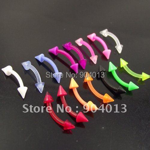 10pcs 16G Flexible eyebrow ring soft Spike eyebrow rings glow in the dark body piercing jewelry Eye Nail Rings