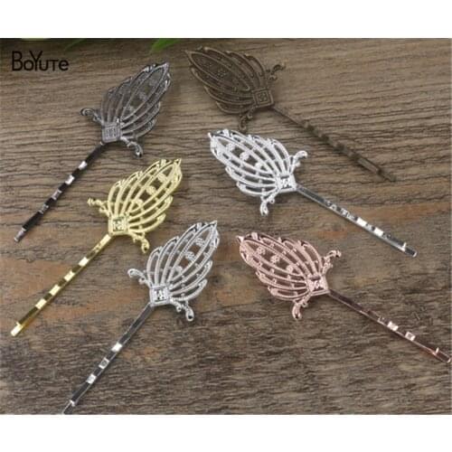 BoYuTe 20Pcs 22*35MM Filigree Flower Hair Barrette 6 Colors Plated European Women Hair Clip