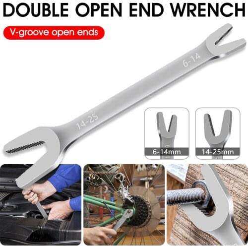 250mm Wrench Long Handle Double Open Ends Wrench Serrated V-Groove 6mm To 24mm CR-V Steel Wrench Nut Tools For Repair