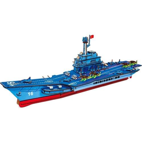 3D Wooden Puzzle Ship Jigsaw Puzzles Toys Ferry Model DIY Kids Toy Sailing Boat Liaoning Aircraft Carriers with 76pcs Parts