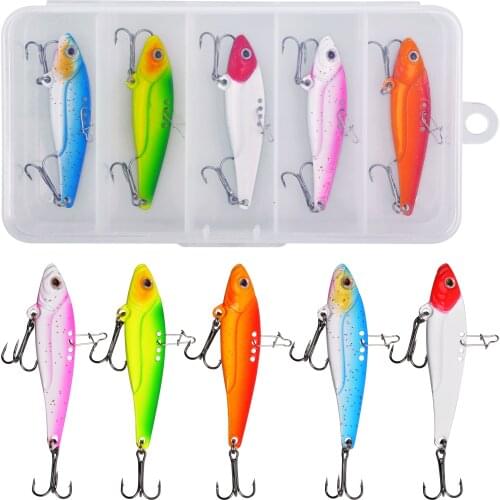 5pcs/box Fishing Spoons Sinking Metal Lures Crankbait Spoon Blade Baits With Treble Hooks Duo Lock Fishing Tackle 20G