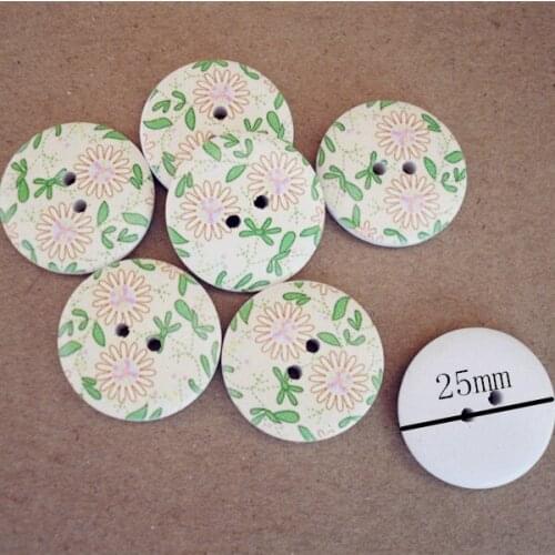 50pcs New 25mm Flower Design 2 Holes Wooden Buttons Sewing Buttons Craft Scrapbooking Clothing Accessories H-14