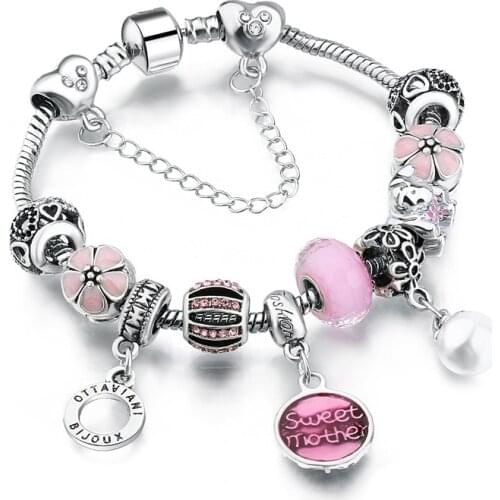 Pandora-style sweet mother gift series DIY beaded bracelet