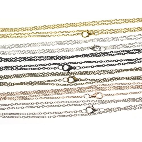 10pcs Black Rose Gold Silver Metal Chains Necklaces for Pendant Charms Lobster Clasp DIY Jewelry Making Necklace Chain Bulk 60cm
