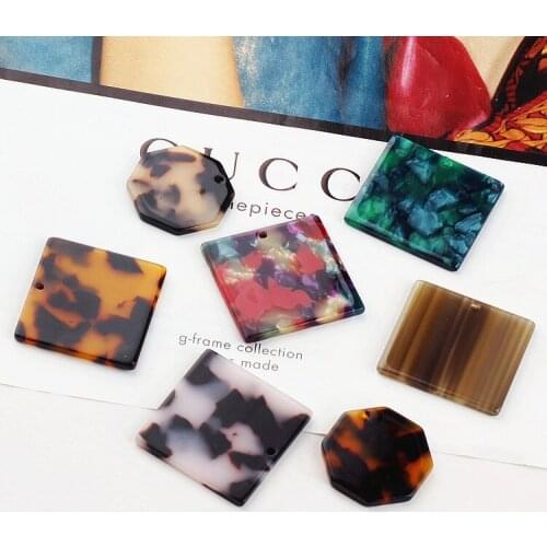 Diy jewelry earrings/necklace pendants accessory 30pcs/lot color geometric round/Polygon shape acetic acid charms