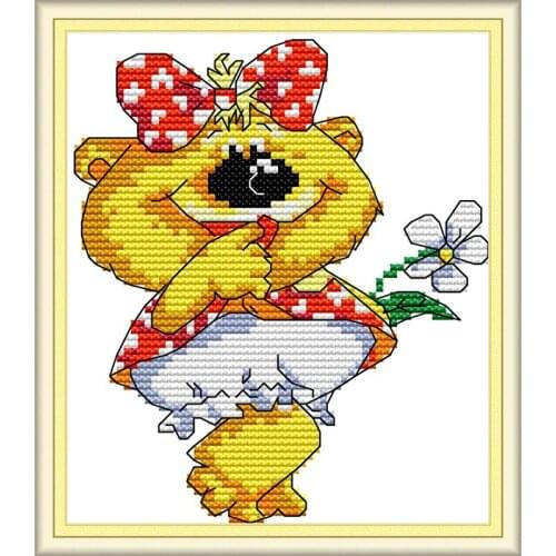 Everlasting Love Little Bear Sister Chinese Cross Stitch Kits Ecological Cotton Clear Printed 14 11CT DIY Christmas Decoration