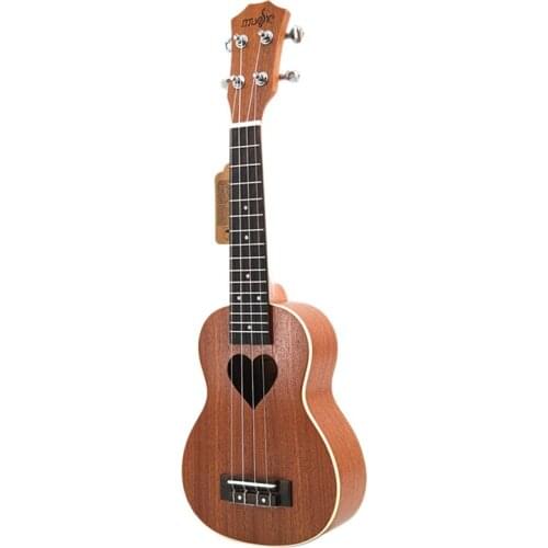 21Inch Ukulele Soprano Four-Strings Hawaii Mini Guitar Ukulele Acoustic Guitar Heart Pattern for Beginners Adult Starter