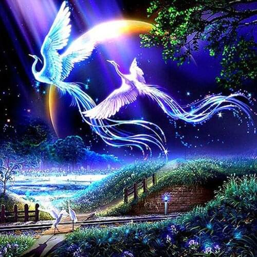 GLymg Diy Needlework Full Diamond Painting Cross stitch Animal Peacock Birds Lover Phoenix Resin Side Drill Home Decor Picture