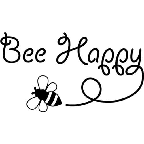 Interesting Bee Happy Design Art Car Sticker Waterproof Decals Pvc 16cm X 9cm