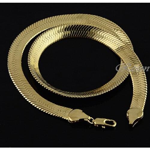 1pcs 7mm 10mm Men Women Yellow Gold Color Link Herringbone Necklace Wholesale Chains Jewelry