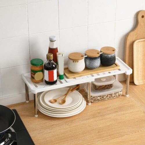 Kitchen Storage Rack Expandable Stackable PP Spice Organizer Shelf Kitchen Bathroom Stand Holder Rack Kitchen Storage Supplies