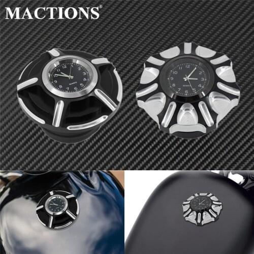 Motorcycle Fuel Gas Tank Decorative Oil Cap Cover With Clocks For Harley Sportster XL Dyna 92-Up Touring Road King Softail FXDB