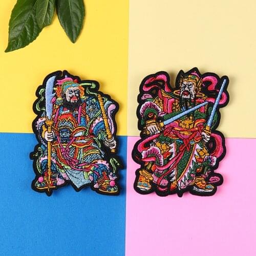 Cartoon Chinese door god series embroidery Ancient generals patch high quality sew on patches for decoration cowboy applique