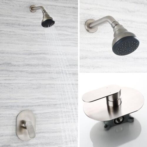 Nickel Brushed Stainless steel Bathroom Shower Set Rainfall Mixer Shower Systems Wall Mouthed with Adjustable rain shower head