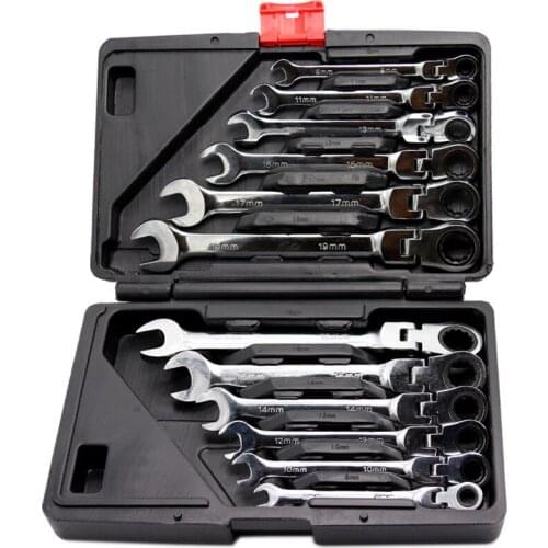 12-Piece Dual-Purpose Movable Head Ratchet Wrench Fast Spanner Set Hardware Tools 72 Teeth Wholesale 180 Degrees