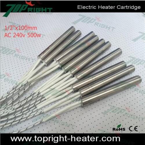 Dia.1/2"x100mm 240v 500w Heater Cartridge,Heating Cartridge,Heating Element,CE approved, free shipping