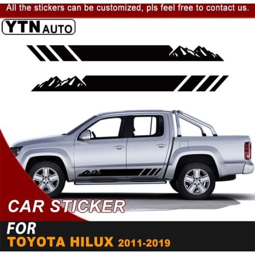 Side Door Car Stickers For Toyota Hilux 2011 2012 2013 2014 2015 2016 2017 2018 2019 Mountain Racing Stripe Graphic Vinyl Decals