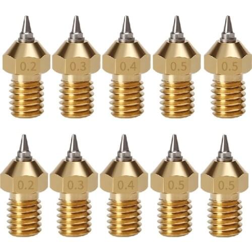 Mega 20Sets 10Sets M6 V5 V6 E3D Nozzle Removable Stainless Steel Tips 0.2/0.3/0.4/0.5mm 3D Printer Parts Hotend Threaded 1.75mm