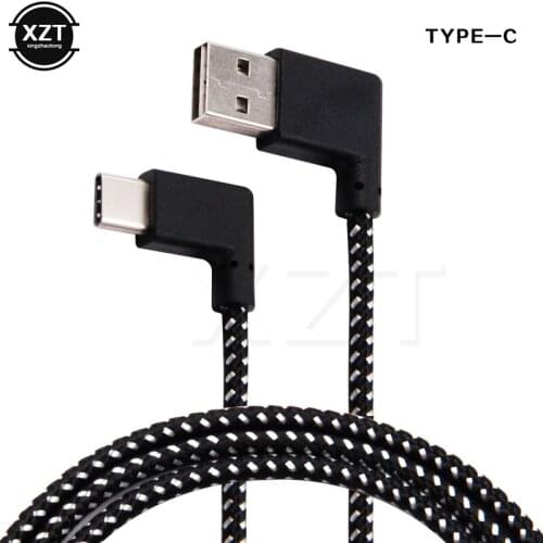 Nylon Braided Type-C Cable 90 Degree Connector charger USB3.1 Type-C Fast Charging Data Cable for All Type C Android Device
