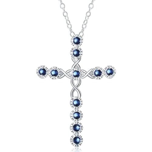 New 925 Silver Necklace Cross Zircon Pendant Necklace Religious Belief Jewelry Gift