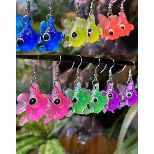 New design~Multicolor Plastic Goldfish Earrings // Funky earrings // quirky earrings // fidget earrings