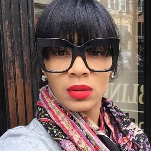 2017 Famous Celebrity Italy Brand Designer Kim Big Frame Square Sunglasses Women Vintage Flat Top Cat Eye Sun Glasses For Female