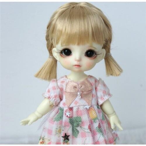 JD553 1/8 1/6 1/4 1/3 Twins Braids Short Pony Doll Wigs OB11 YOSD SD MSD Synthetic Mohair BJD Hair