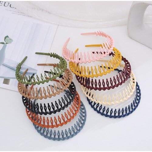 Simple Headdress Solid Color Resin Hair Comb Hairbands Headband Hair Hoop Bezel With Teeth Hair Accessories For Women Girls