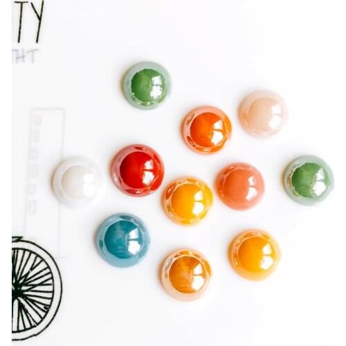 Mixed Colors Ceramics Porcelain Glass Cabochons 12mm Cameo Dome Cabochon Supplies for DIY Jewelry Finding 60pcs
