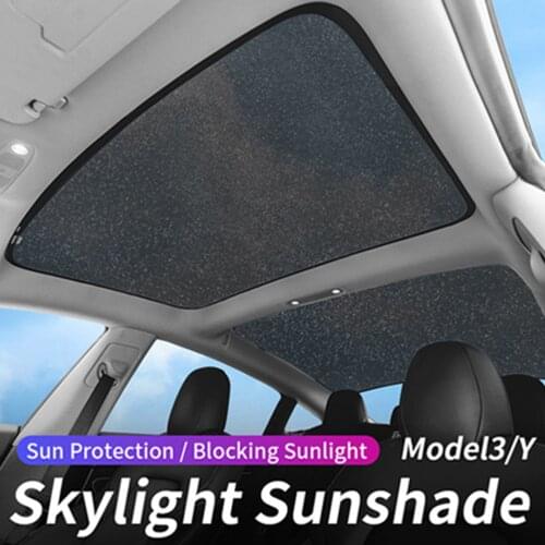 Car Sunroof Shade for Tesla Model 3 Car Windshield Sun Shade Roof Sunshade Film Overhead Roof Sunshade Front Sunroof Shade Cover