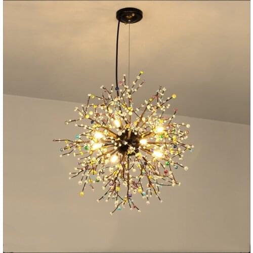 Modern Colorful Pearl Dandelion Pendant Light LED Firework Lamp Ball Restaurant suspension luminaire Lustre 110-240V