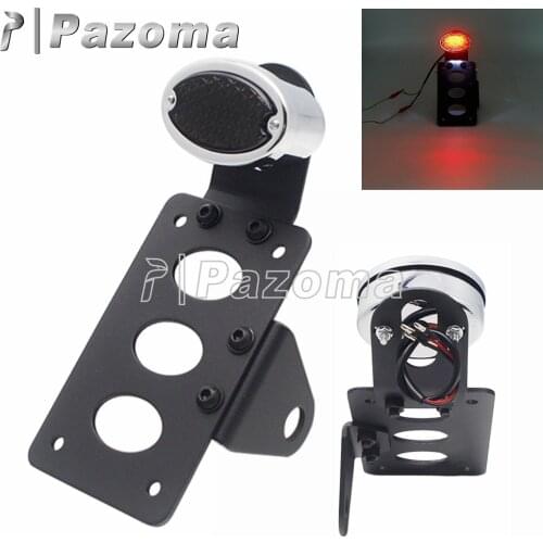 For Harley Cafe Racer Chopper Honda Kawasaki StreetBike Taillight LED Plate License Light Brake Lamp W/Side Axle Mount Brackert
