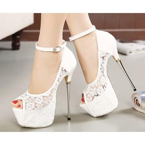 Lace Wedding Shoes Woman Peep Toe High Heels Women Shoes Platform Heels Summer Pumps Women Shoes High Heel Sandals tacones mujer