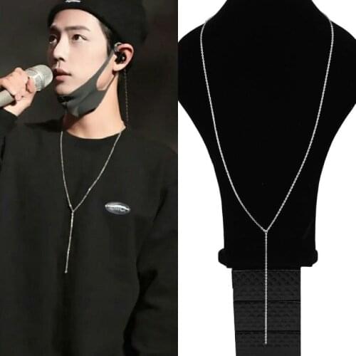 Korean stars KPOP 316L Stainless Steel Long Necklace Chain Single O Design Chains Long Neckless Women Men Jewelry Necklace