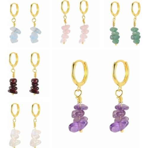 CANNER Amethyst Natural Stone Earrings For Women 925 Sterling Silver Earrings Hoops Pendientes Plata Jewelry 2021 Trend Eardrop