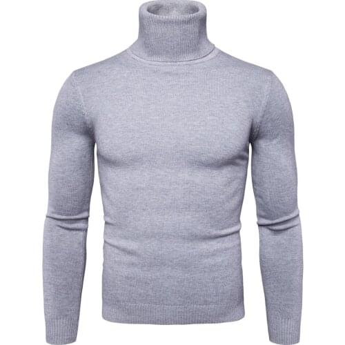 Winter Warm Turtleneck Sweater Men Fashion Solid Knitted Mens Sweaters 2020 Casual Male Double Collar Slim Fit Pullover