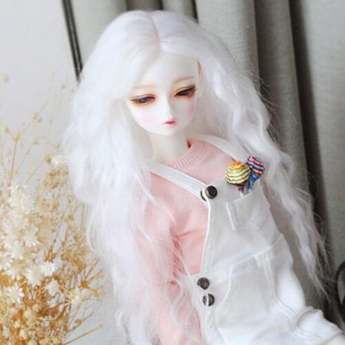 1/3 1/4 1/6 Bjd Wig High Temperature Long Fashion White Wavy Wire Bjd Wig SD For BJD Doll