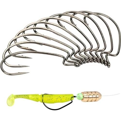 10pcs Black High carbon steel Wide belly bend Barbed carp Fishing Hook for Worm Soft bait Fishhook Fishing accessories Tackle