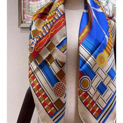 2020 new arrival winter autumn classic pattern 100% pure silk scarf twill hand made roll 90*90 cm shawl wrap for women lady